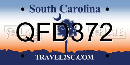 QFD372 South Carolina License Plate