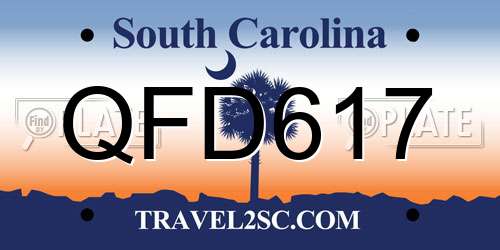 QFD617 South Carolina License Plate