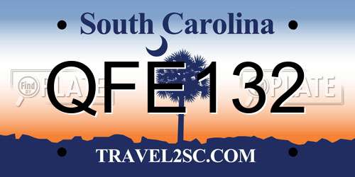 QFE132 South Carolina License Plate