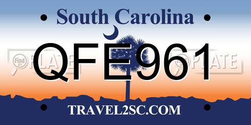 QFE961 South Carolina License Plate