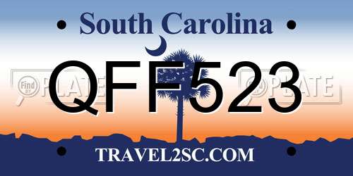 QFF523 South Carolina License Plate