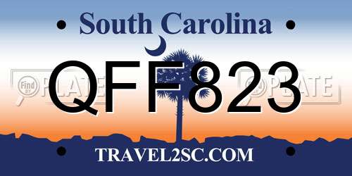 QFF823 South Carolina License Plate