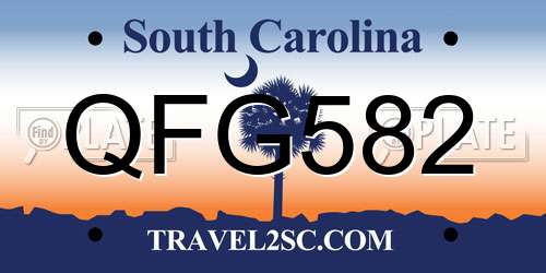 QFG582 South Carolina License Plate