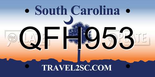 QFH953 South Carolina License Plate