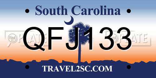 QFJ133 South Carolina License Plate