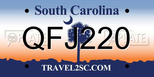 QFJ220 South Carolina License Plate