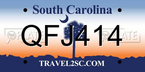 QFJ414 South Carolina License Plate