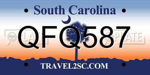 QFQ587 South Carolina License Plate