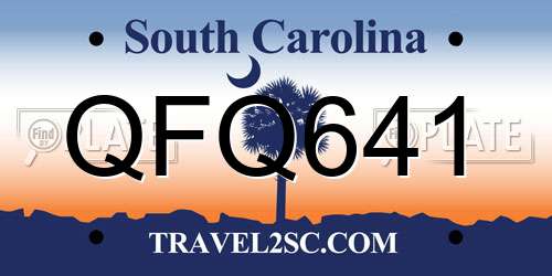 QFQ641 South Carolina License Plate