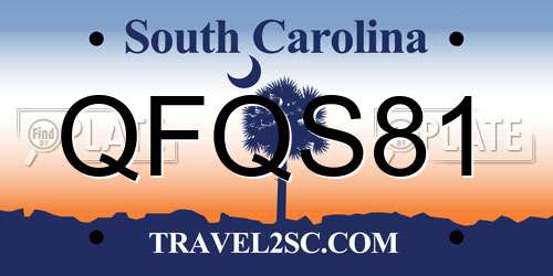 QFQS81 South Carolina License Plate