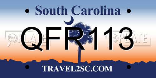 QFR113 South Carolina License Plate