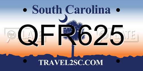 QFR625 South Carolina License Plate