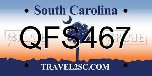 QFS467 South Carolina License Plate