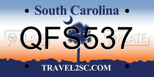 QFS537 South Carolina License Plate