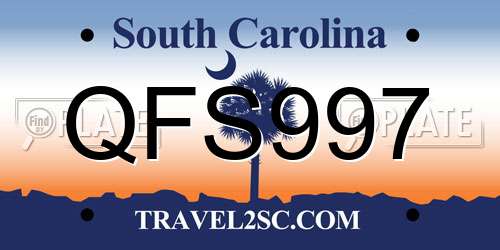 QFS997 South Carolina License Plate
