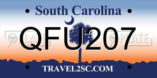 QFU207 South Carolina License Plate