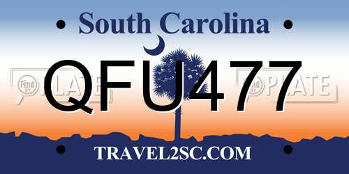 QFU477 South Carolina License Plate