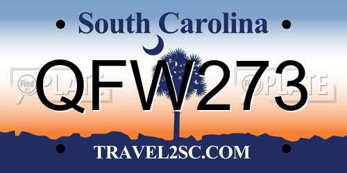 QFW273 South Carolina License Plate