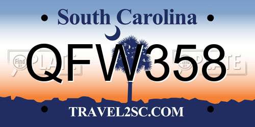 QFW358 South Carolina License Plate