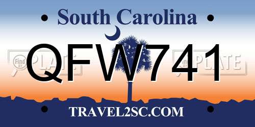 QFW741 South Carolina License Plate