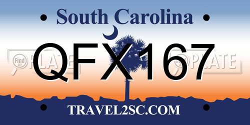 QFX167 South Carolina License Plate