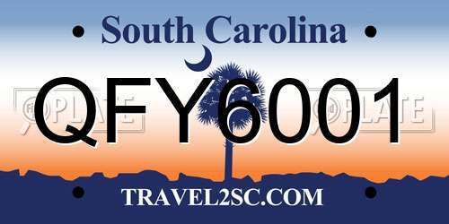 QFY6001 South Carolina License Plate