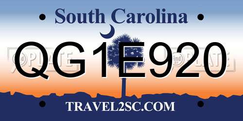 QG1E920 South Carolina License Plate