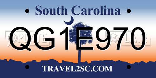 QG1E970 South Carolina License Plate