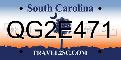 QG2E471 South Carolina License Plate