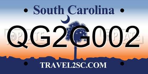 QG2G002 South Carolina License Plate