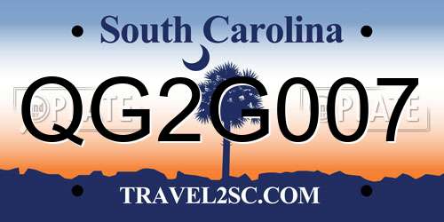 QG2G007 South Carolina License Plate