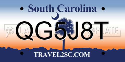 QG5J8T South Carolina License Plate
