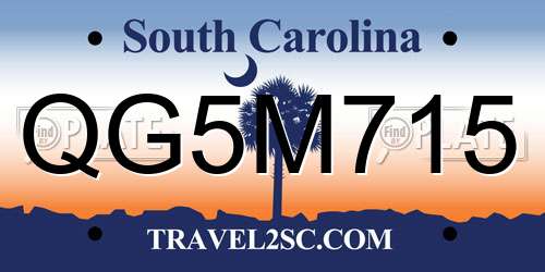 QG5M715 South Carolina License Plate