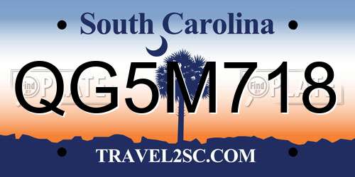 QG5M718 South Carolina License Plate