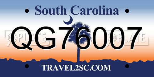 QG76007 South Carolina License Plate