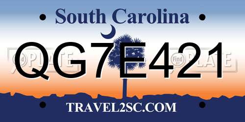 QG7E421 South Carolina License Plate
