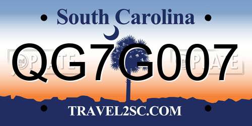 QG7G007 South Carolina License Plate