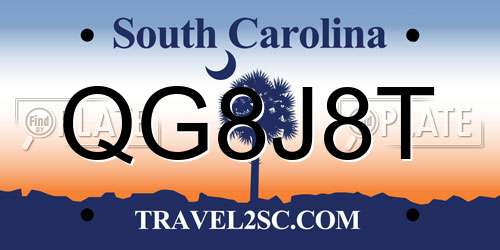 QG8J8T South Carolina License Plate