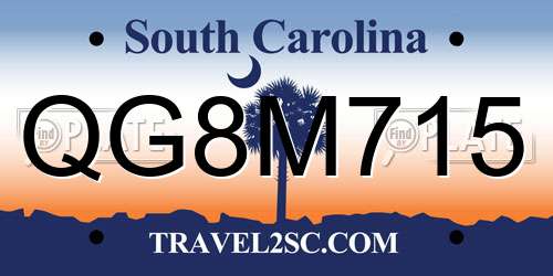 QG8M715 South Carolina License Plate