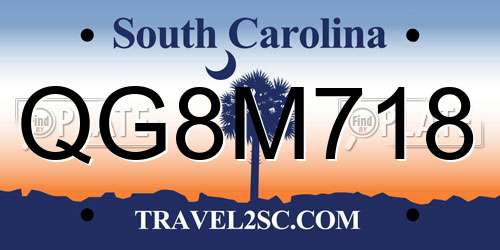 QG8M718 South Carolina License Plate
