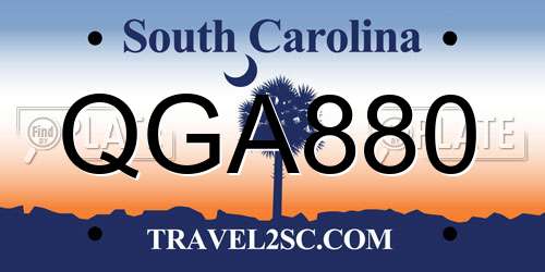 QGA880 South Carolina License Plate