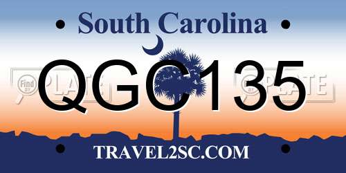 QGC135 South Carolina License Plate