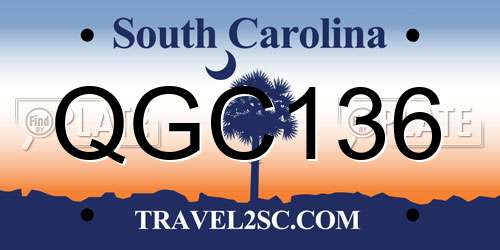 QGC136 South Carolina License Plate