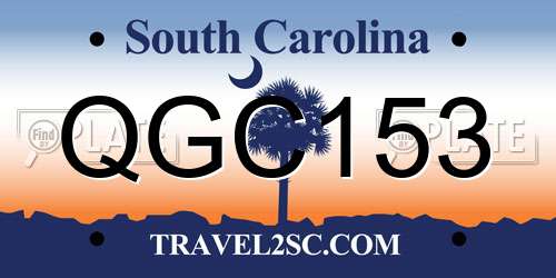 QGC153 South Carolina License Plate