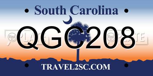 QGC208 South Carolina License Plate