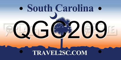 QGC209 South Carolina License Plate