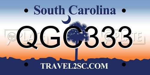 QGC333 South Carolina License Plate