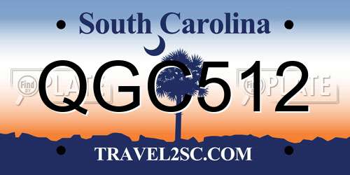 QGC512 South Carolina License Plate