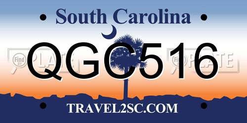 QGC516 South Carolina License Plate