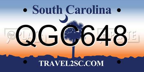 QGC648 South Carolina License Plate